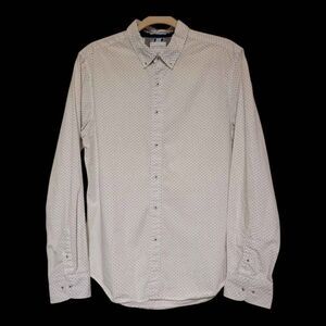 Cactus Man Ricky Singh White, Black Polka Dot Long Sleeve Shirt, Mens Large